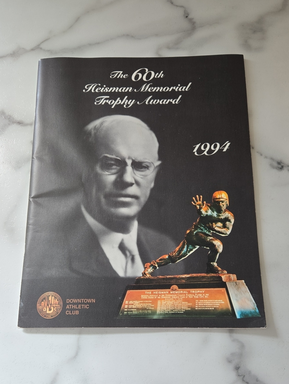 1994 Heisman Memorial Trophy Award Program - Signed DAC Downtown Athletic Club